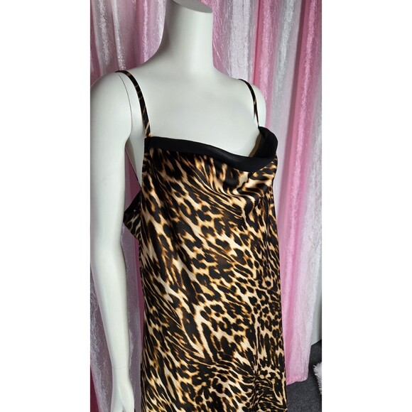 Forever 21 Leopard Print Satin Lined Adjustable Strap Slip Dress Size 1X Plus - Picture 3 of 11